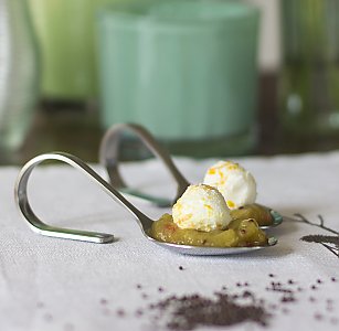 Rhabarberchutney mit Ziegenfrischkäse